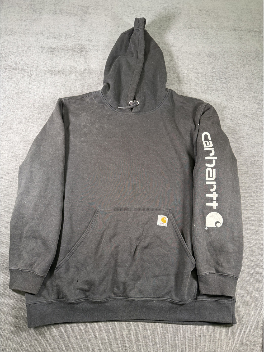 Carhartt Loose Fit XL Gray Hoodie Sweatshirt with Sleeve Logo